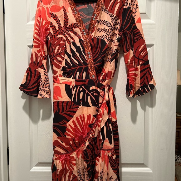 Farm Rio Wrap Dress with Ruffle Hem - Picture 4 of 6